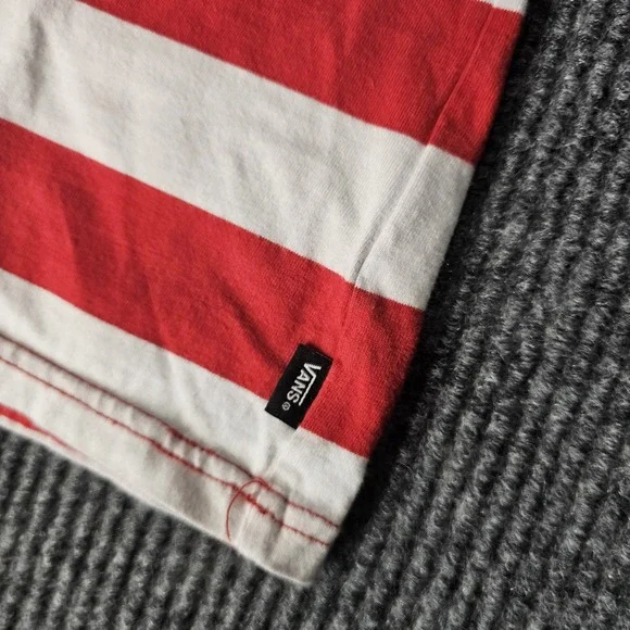 Vans Shirt Mens Large Red White Striped Graphic Skateboard Tee - Picture 7 of 10